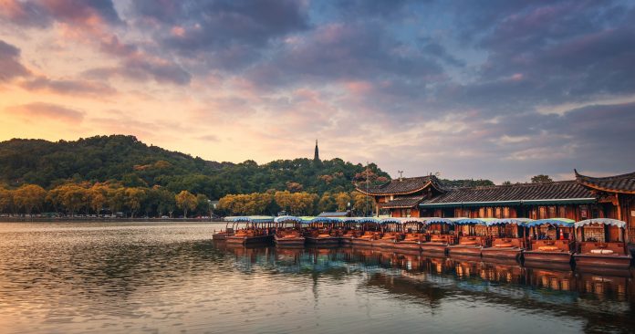 Sunset Glow at Baochu Pagoda, West Lake,Hangzhou