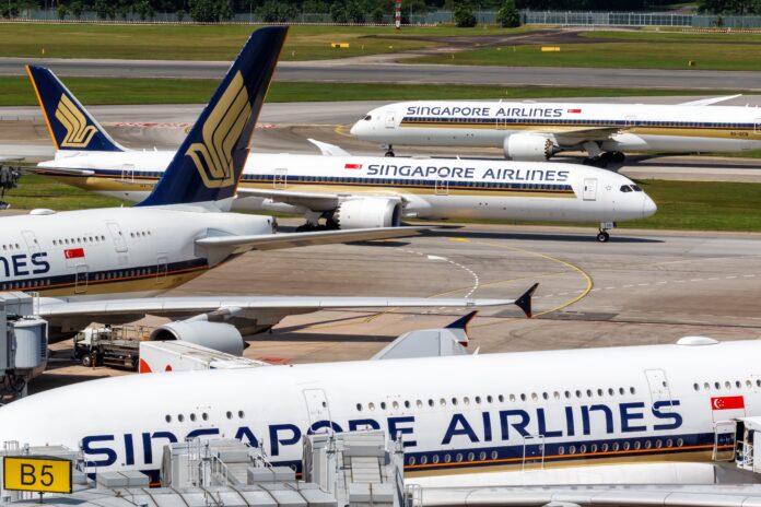 Changi,,Singapore,-,February,3,,2023:,Singapore,Airlines,Airplanes,At Singapore Airlines
